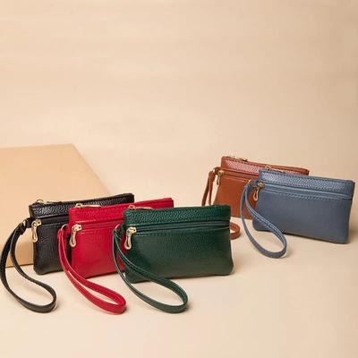 Women Candy Color Double Zipper Coin Purse with Large Capacity Multiple Pockets for Bank Credit ID Card Holder Earphone Storage Bag