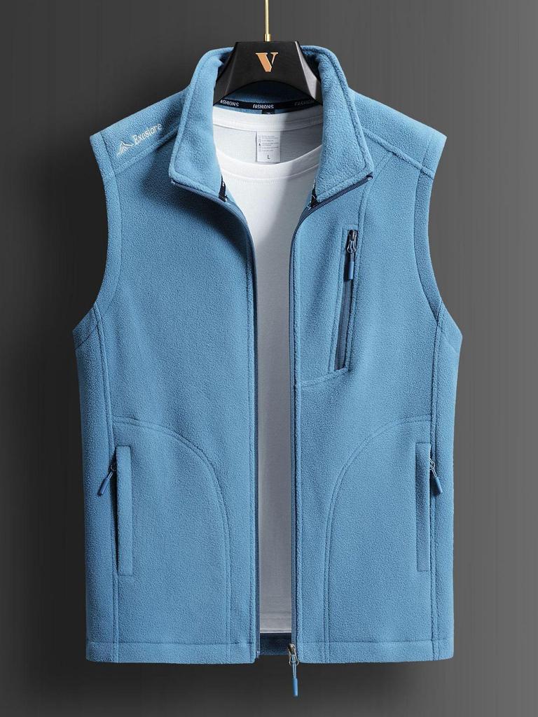 Unisex Übergröße Winter Fleeceweste - Warme ärmellose Outdoor-Sport-Oberbekleidung mit Stehkragen