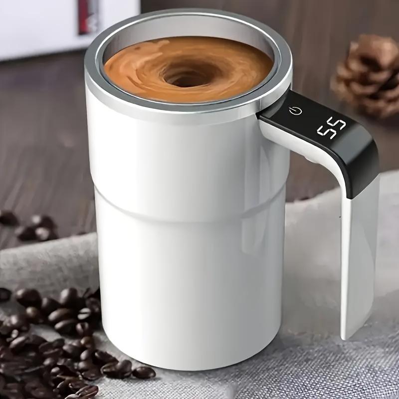 Praktischer, intelligenter Kaffeebecher mit USB-Stromversorgung, magnetischem Rührwerk und Temperaturanzeige – 12,85 oz elektrischer Tropffilter aus Edelstahl für Milch