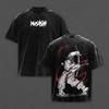 T-shirt Imprimé Baki Musashi Miyamoto Homme Vintage Lavé T-shirts Coton Surdimensionné Manches Courtes Vêtements Streetwear Décontracté
