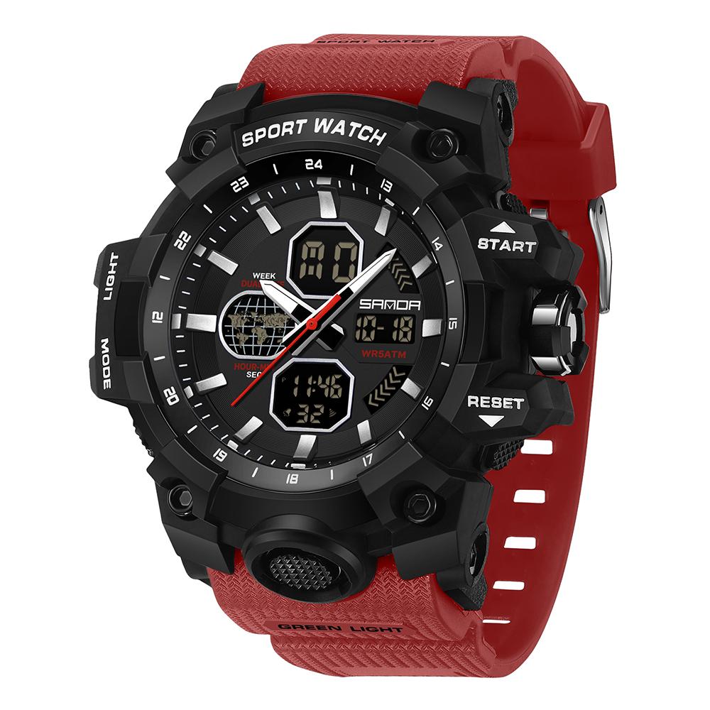 SANDA Top Luxury Watches Men Military Army Mens Watch Waterproof Sport Wristwatch Dual Display Watch Male Relogio Masculino