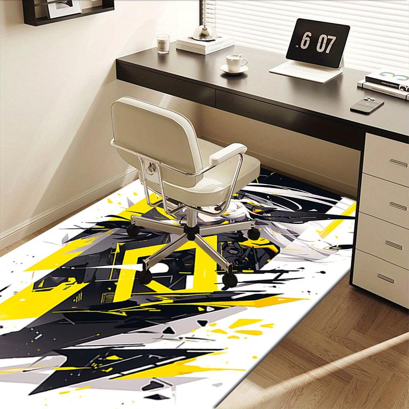 Kalenina Modern Yellow and Black Office Chair Mat for Home Decor, Office Use, Gift Idea - Suitable for Bedroom, Living Room, Various Rooms.1