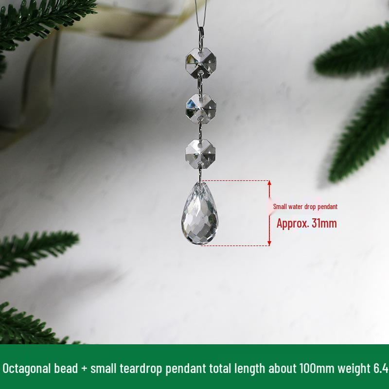 Transparent Acrylic Snowflake Ornament Set with Crystal Bead Strings for Christmas Tree Decoration