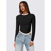 New Versatile Women'S Long Style Sexy Casual Fashionable Comfortable High-End T-Shirt Top Base Shirt