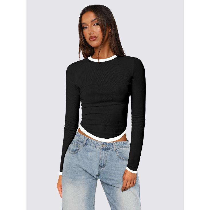 New Versatile Women'S Long Style Sexy Casual Fashionable Comfortable High-End T-Shirt Top Base Shirt