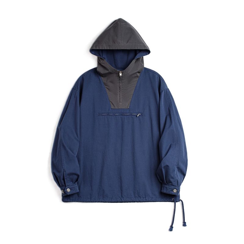 

Madden Parka American Retro Colorblock Hood Jacket Loose Standard Deck Serving Casual Pullover Coat Men s Autumn