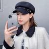 Damen-Barett im koreanischen Stil: Trendiger Retro Schwarzer Maler- und Schiebermützenhut für Herbst/Winter