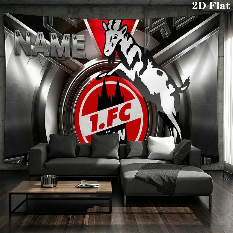 Custom Name,1. FC Köln Wall tapestry, aesthetic printed fabric blanket, suitable for bedroom, living room, and home decor.