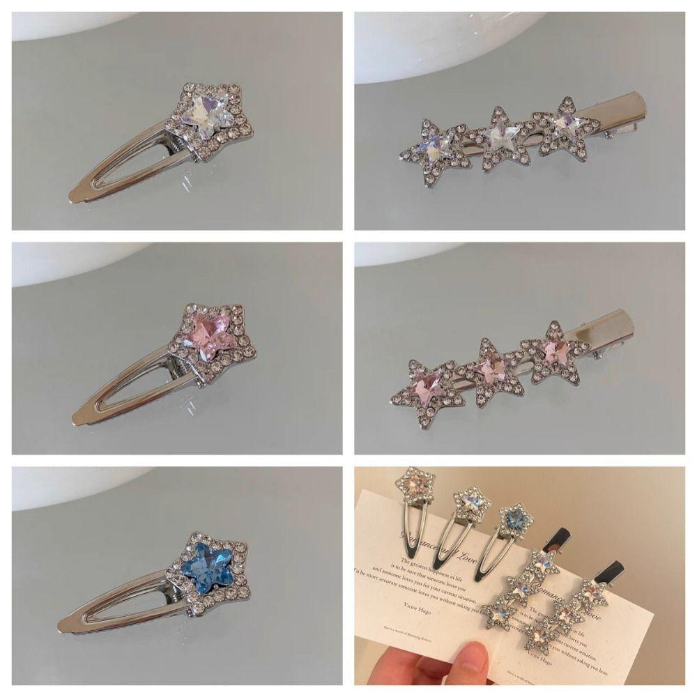 

Заколки для волос в форме пентаграммы с блестящими кристаллами и звездами Harajuku Luxury Daily