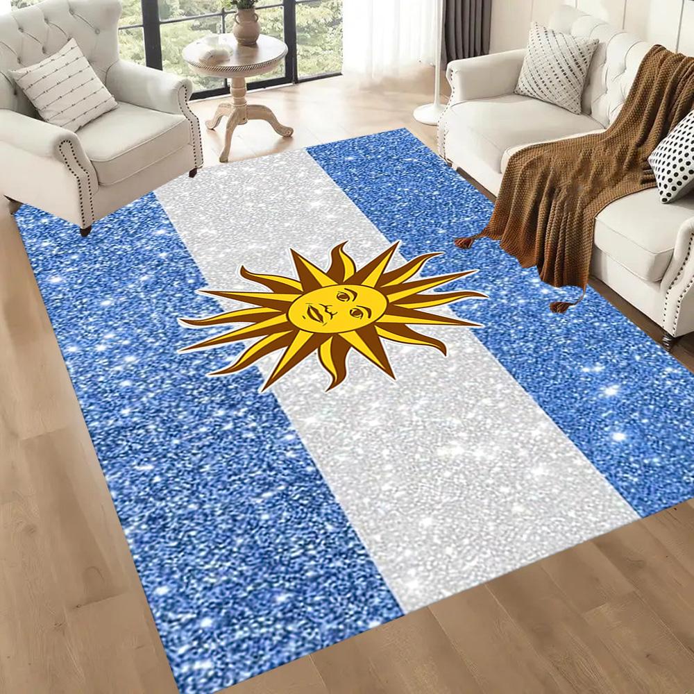 Argentina Sparkle Flag Square Rugs Are a Great Choice for Living Rooms, Bedrooms, Home Décor, and As Gifts.