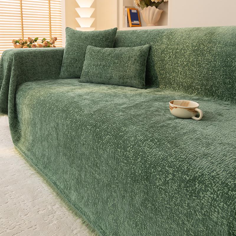 Moderne rutschfeste Chenille-Sofaüberwurfdecke: Einfacher, kratzfester Kissenbezug