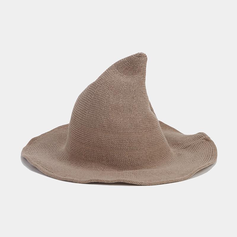 Wizard Hat Female Tide Halloween Decoration Pointed Hat Solid Color Casual Breathable Sun Hat Sun Hat