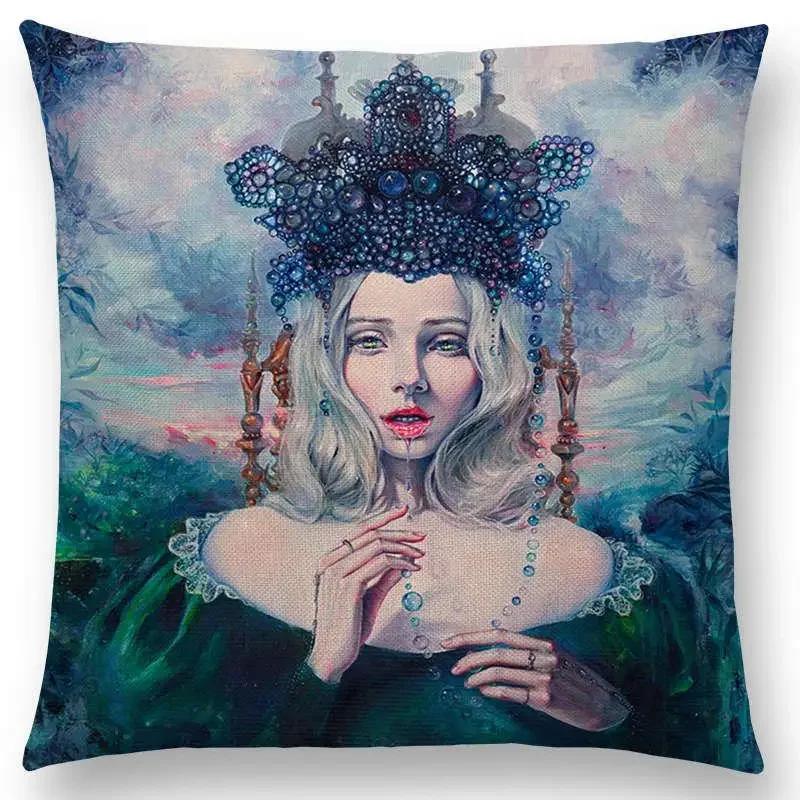 Gorgeous Oil Painting Cushion Cover Miracle Girl Wonder Beauty   Beautiful Queen Narwhal Cat Swan Sofa Pillow Case