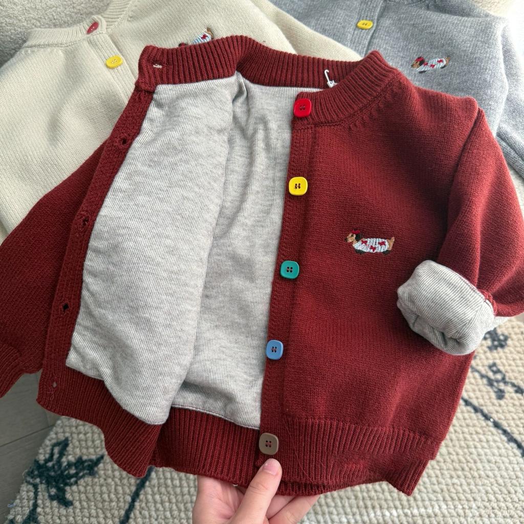 Kids Thick Red Knit Sweater Winter Warm Soft Top for Boys and Girls