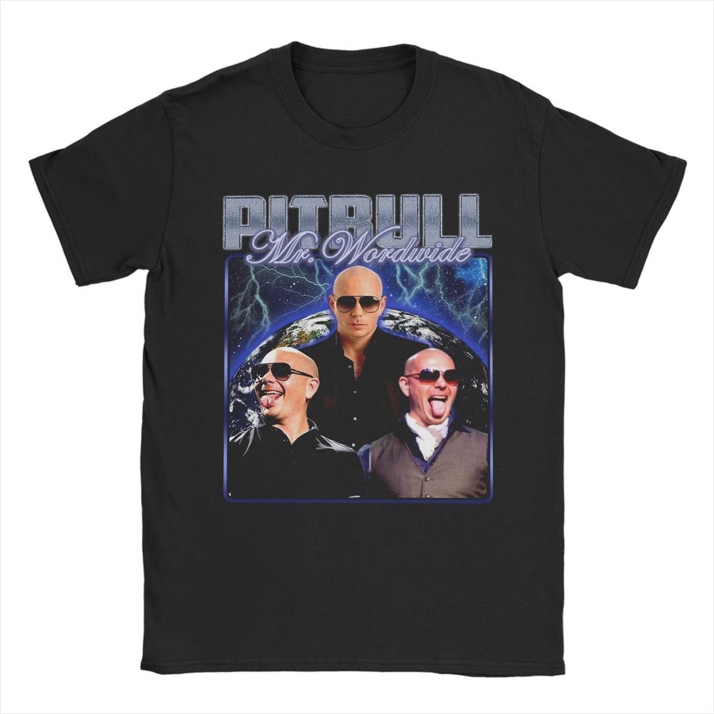 Novelty Pitbull Rapper Mr. Worldwide T-Shirt Men O Neck Pure Cotton T Shirt  Short Sleeve Tee Shirt Plus Size Tops