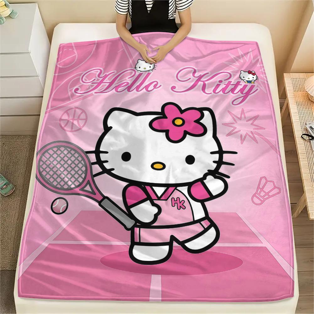 1PC Hello Kitty Cute Print Flannel Blanket, High quality All Seasons, Home Decor, Warmth and Comfort, Perfect for Christmas Gifts