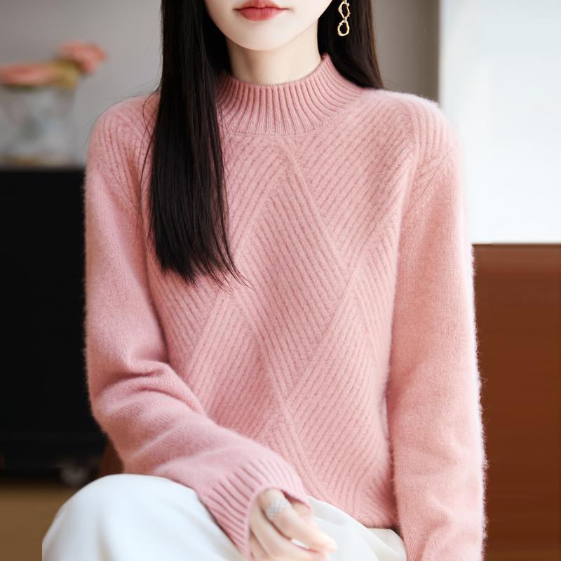 Damen Pullover 100% Wolle MODERN NEW SAGA Rollkragen Strickpullover Dicke Winterpullover Damen Strickoberteile