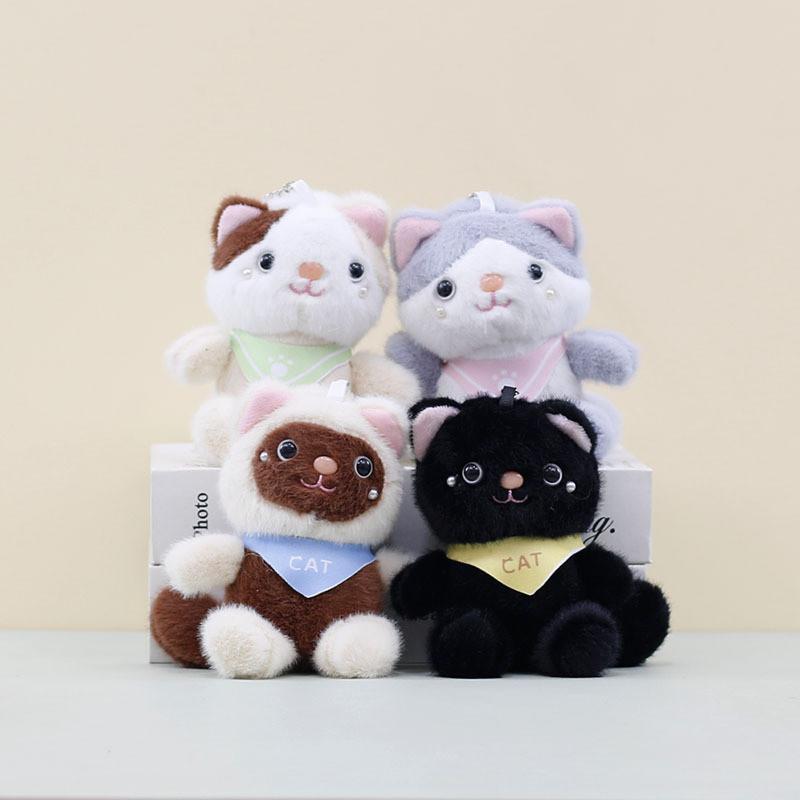 Adorable Cat Plush Keychain With Cute Scarf Design Perfect For Bags And Dolls