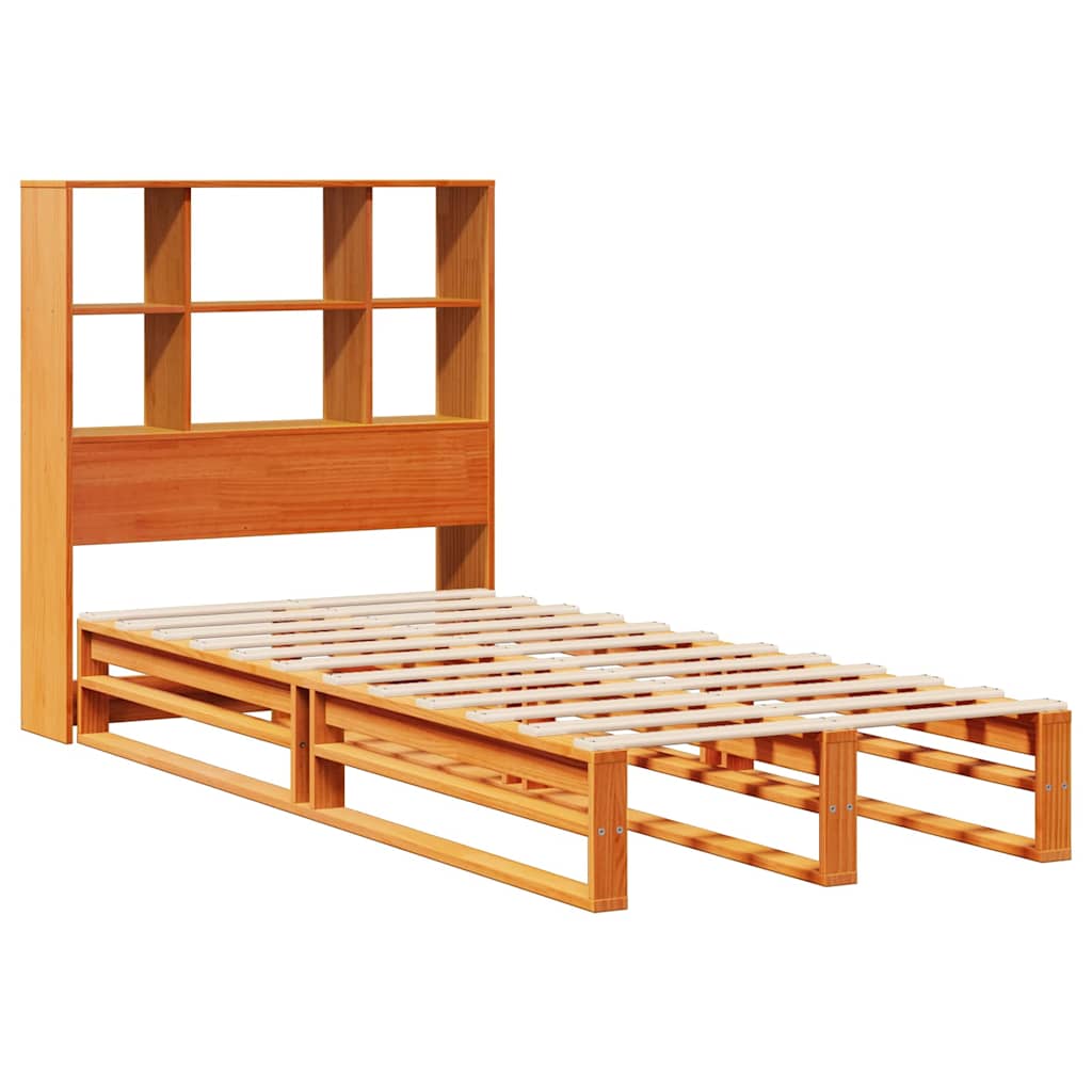 Vidaxl Bed With Shelf, Without Mattress, Waxed Brown, 100X200 Cm, Wood