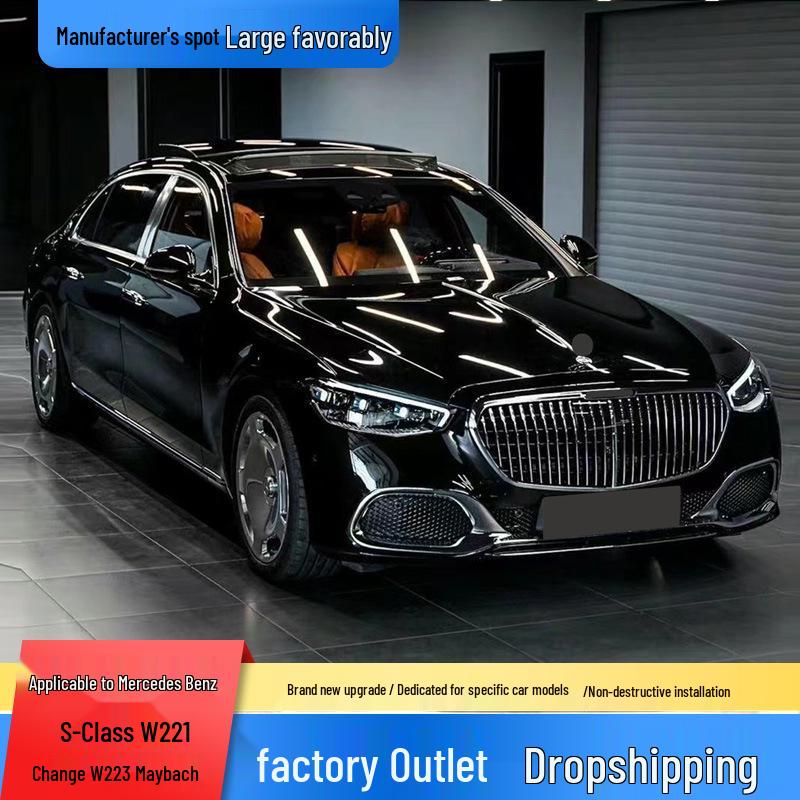 Compatible 08-13 Mercedes S-Class W221 to W223 Maybach Front Bumper + Wide Body Kit Rear Bumper