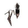 Fashion French Empty Sexy Leopard-print Stiletto Temperament High Heels Women 2025 New Niche Design Feeling Bag Head Sandals