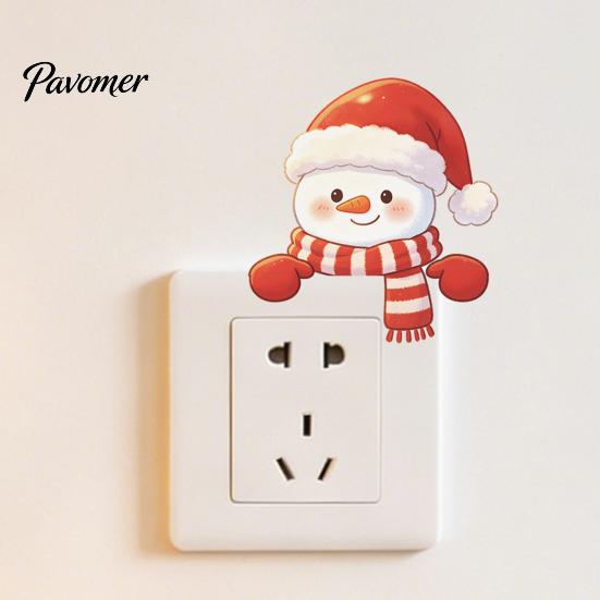 Snowman Wall Sticker Christmas Switch Stickers, PVC Waterproof Light Decals for Square Power Switches & Indoor Accessory Socket Panels, Removable Art