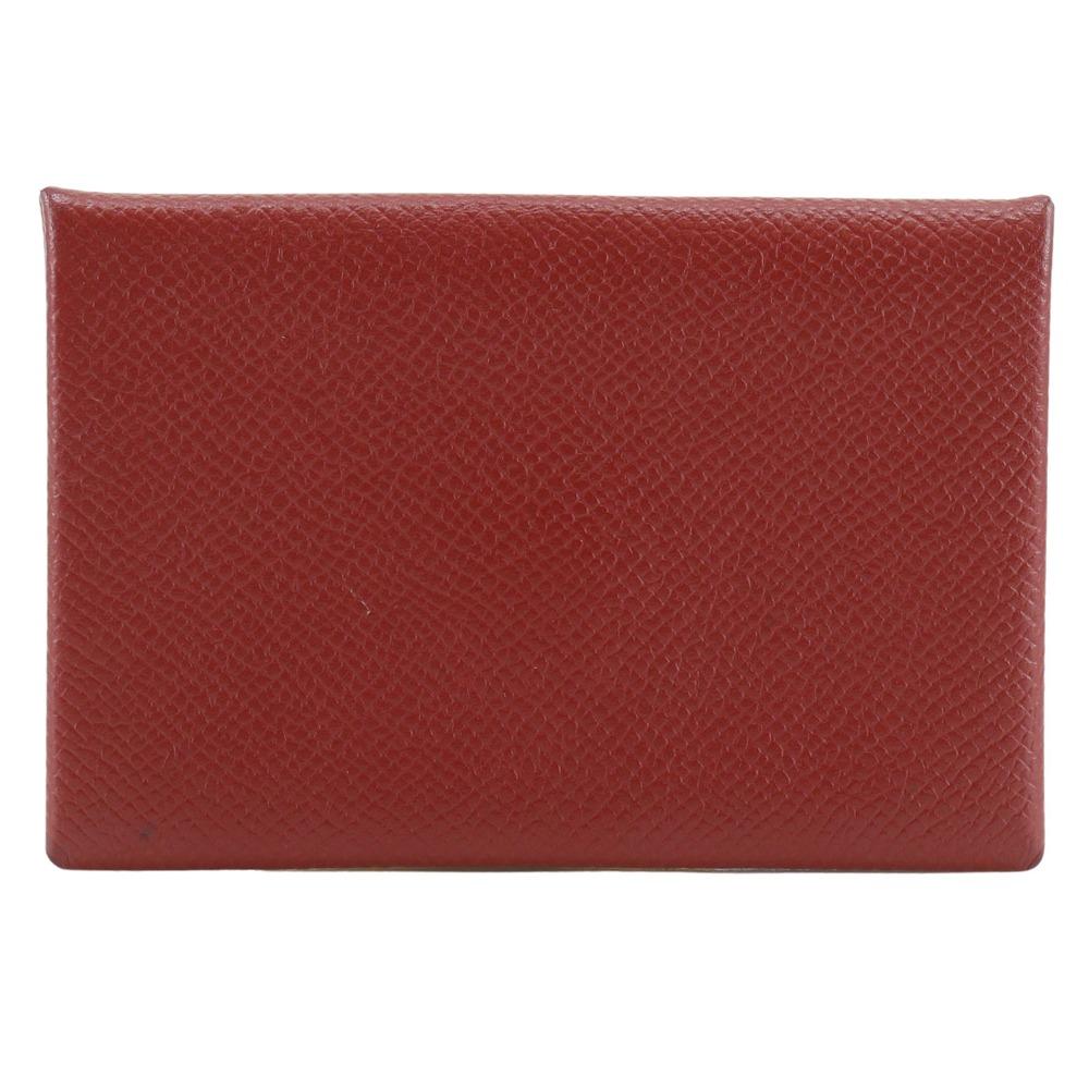 

HERMES Calvi Card Case name card holder Red Epsom Women Used