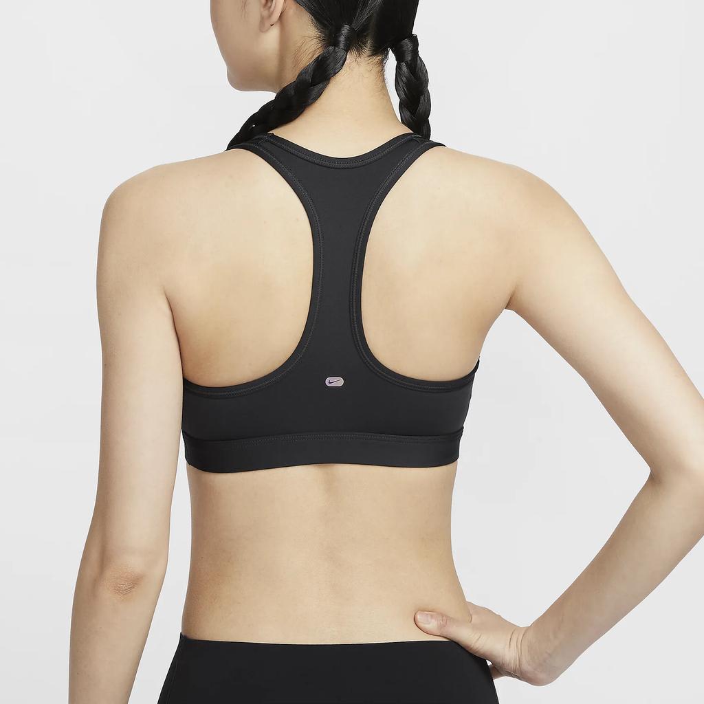 Nike Swoosh Medium-Support Logo Print Casual Comfortable Sports Bra Women Underwear Gray Black HJ8132-045