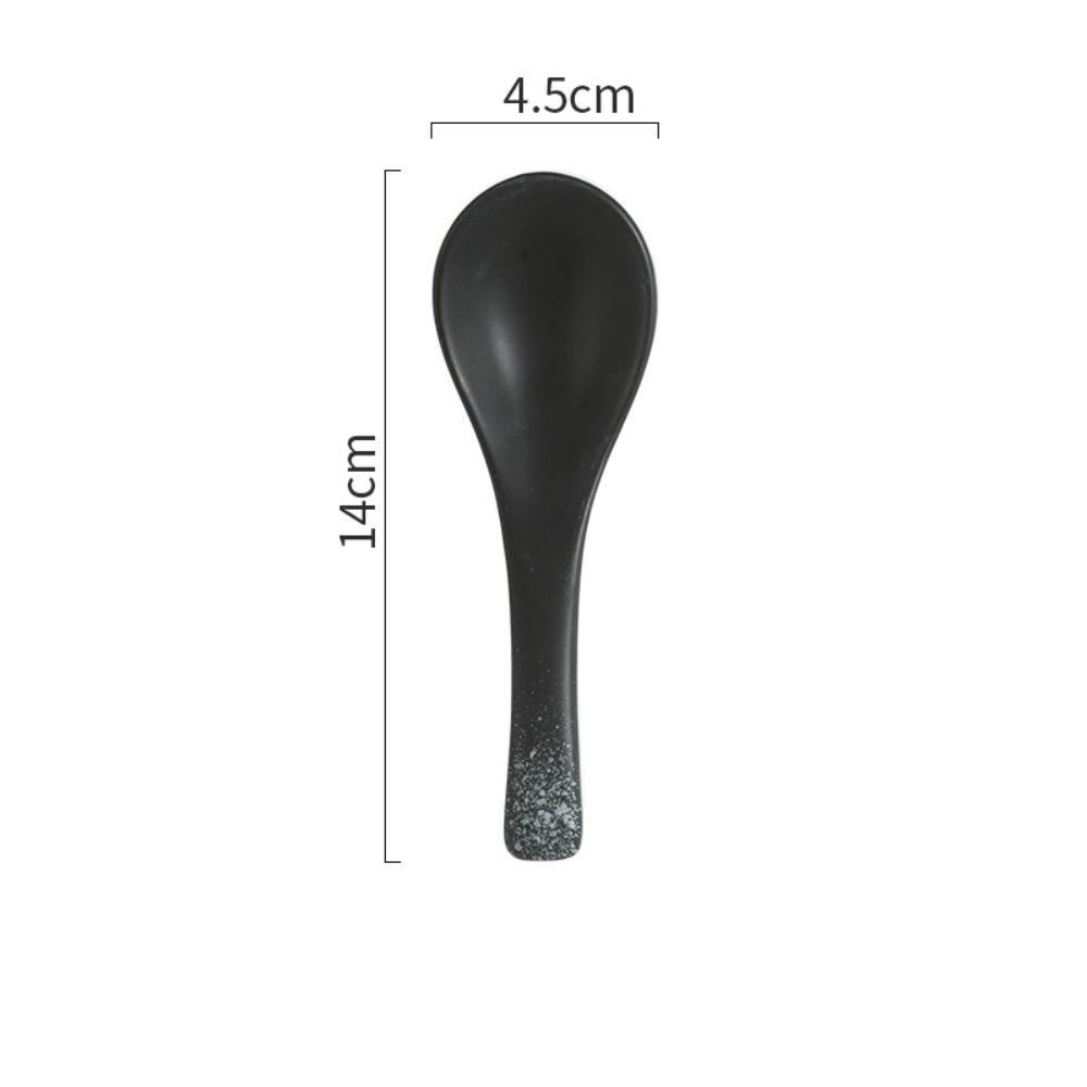 Retro 14CM Ceramic Soup Spoon Kiln Change Japanese-style Kitchen Teaspoon Microwavable Thickened Tableware Home