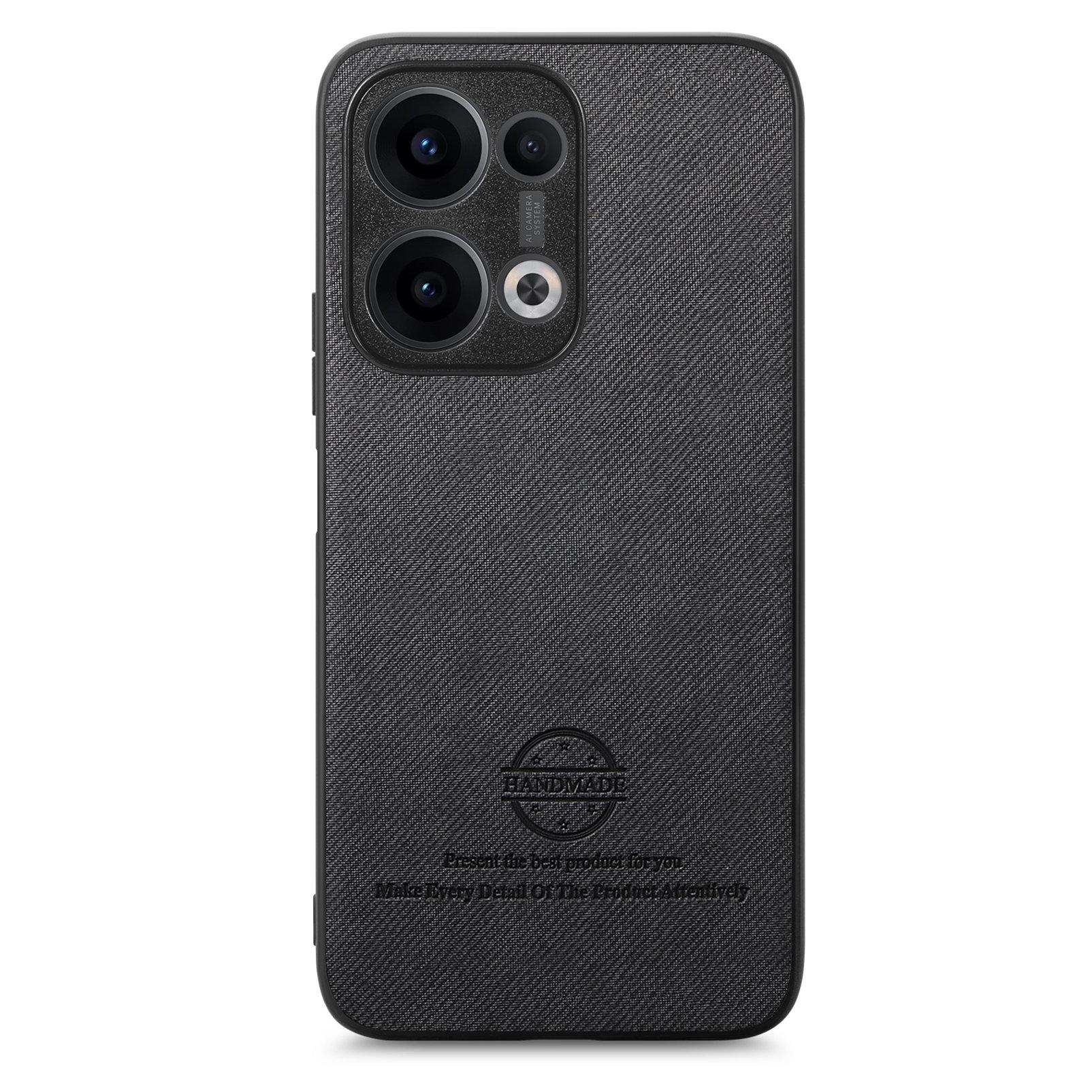 

For Oppo Reno13 5G (Global) Leather Phone Back Cover with Cloth Texture Blue