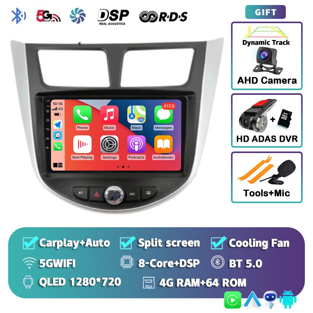 Android 14 Carplay For Hyundai Verna 2010 - 2016 Multimedia Player DVD Navigation Autoradio GPS Head Unit Car Radio Stereo 2Din