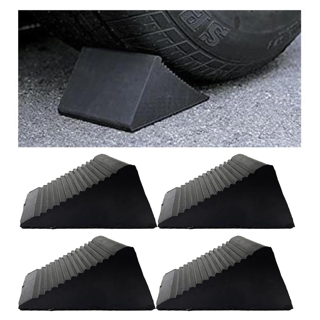 Startside Tire Chocks, Rubber Tire Stoppers, Slope Blocks, Rubber Stoppers, Wheel Chocks, Car Chocks, Just Place Them (Black, 4 Pieces)