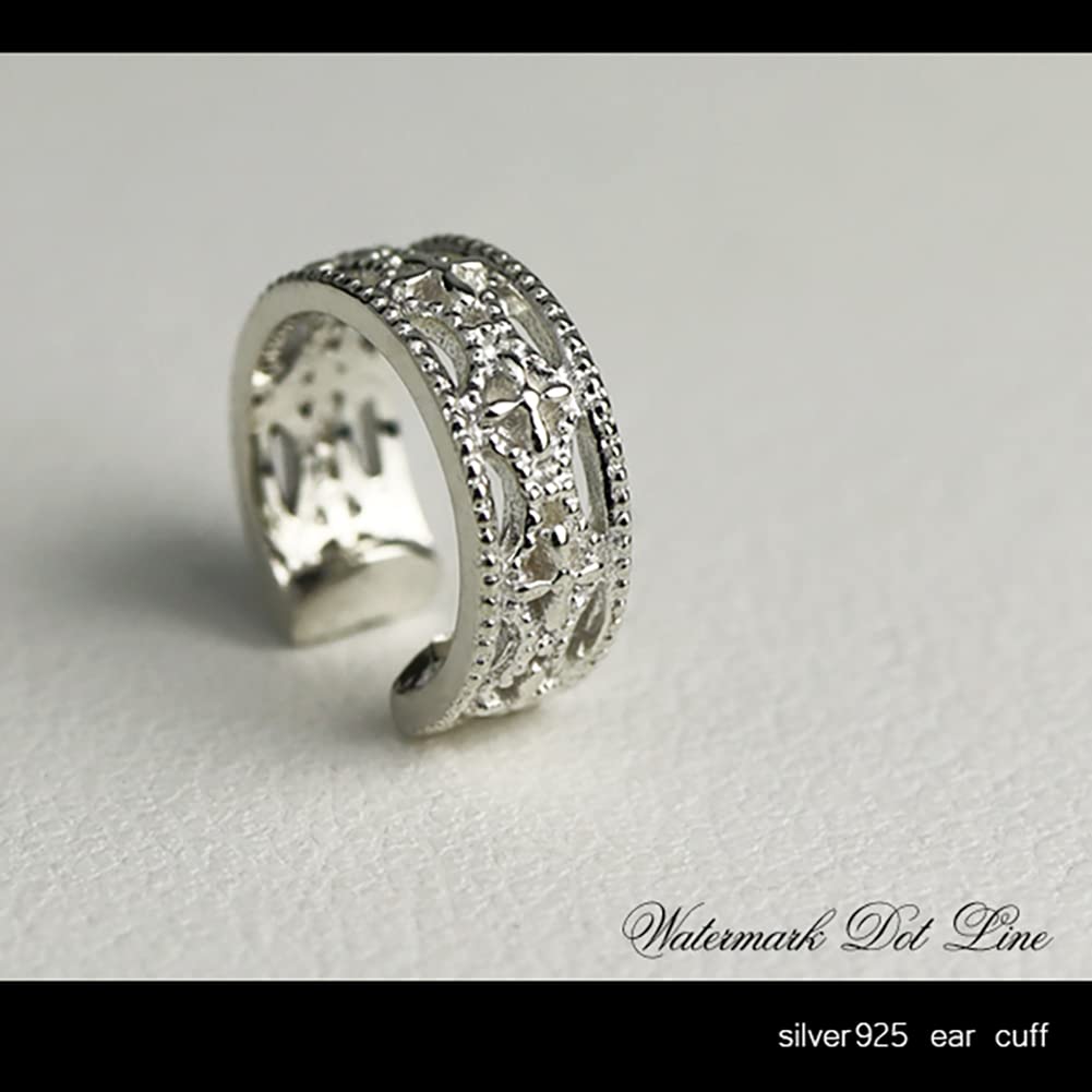 Shinjuku Gin No Kura Dot Line Silver 925 Ear Cuff (Single Earring) for Women, Non-Pierced Earrings