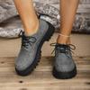 Large Size Platform Women's Spring and Autumn New Thick Heel Lace-up Fashionable Versatile and Comfortable Small Leather Shoes