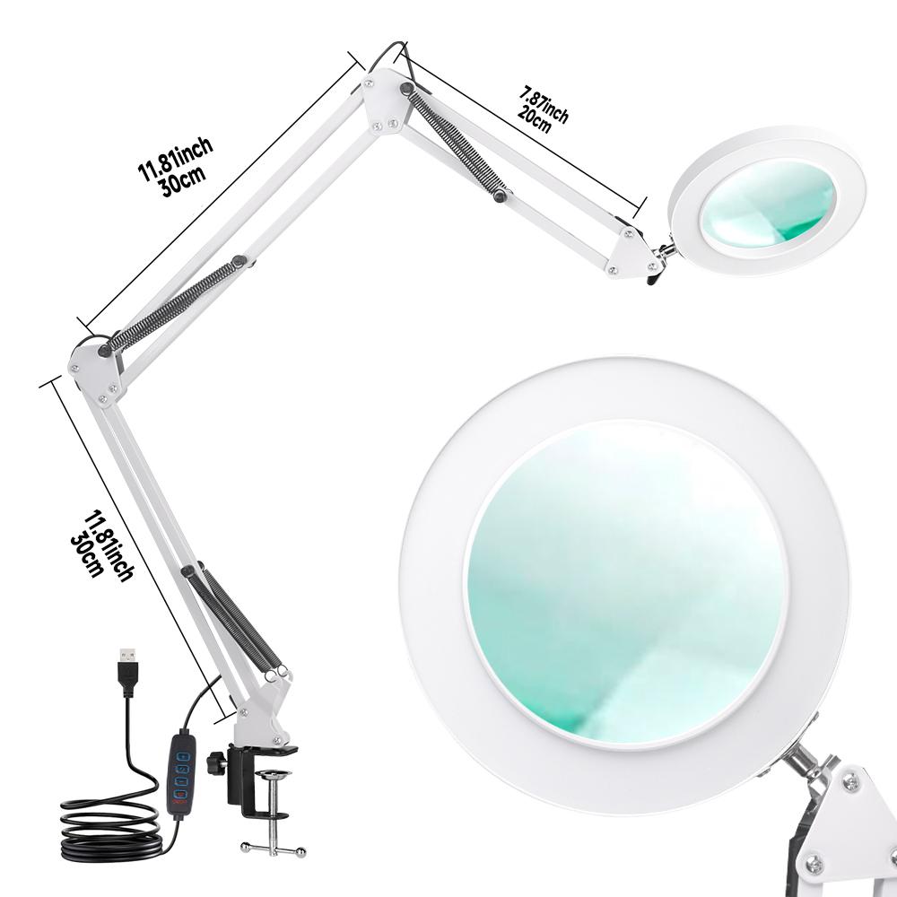 USB Magnifying Glass with 3-Color LED 72 LEDs 8X/10X Powerful Light for Soldering Iron Repair Desk Lamp Skin Care Beauty