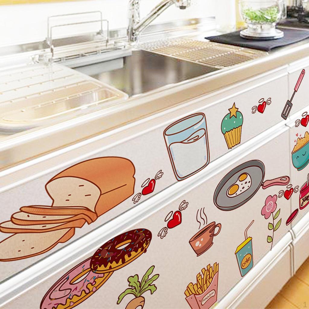 Kitchen Wall Sticker Decals,Art Murals Cabinet Decoration Background PVC Wallpaper Art Decor