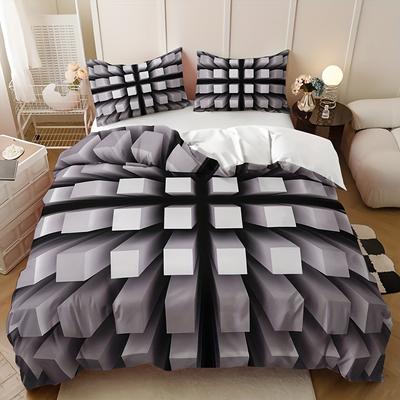 3D Geometric Quilt Cover Digital Printing Three-Piece Quilt Cover Bedding Kit