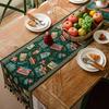 Christmas Chenilles Table Runner With Colorfast Woven Design And Tassels For Festives Home Dining Atmosphere Decoration