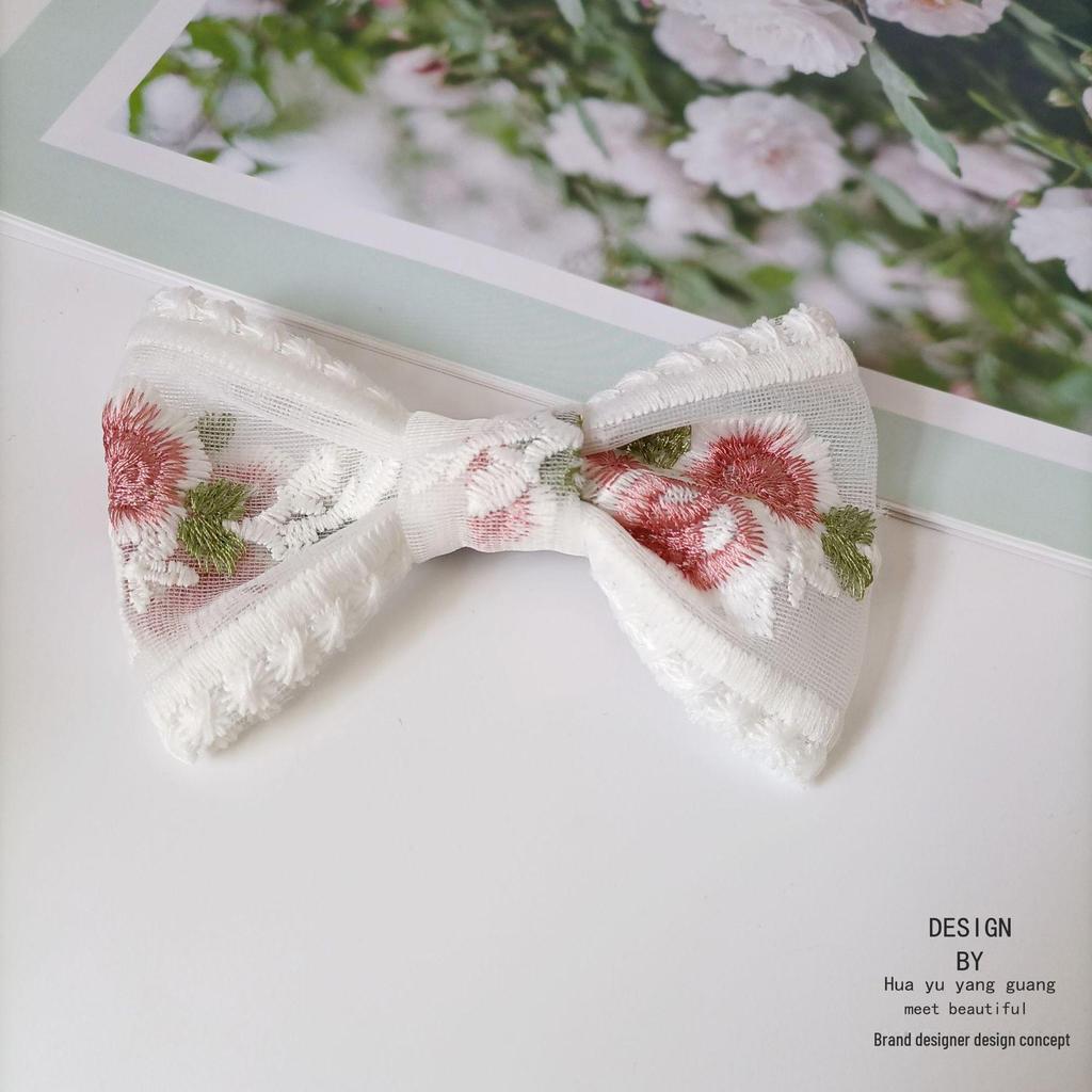 Embroidered Oversized Lace Bow Hairpin - Sweet Fairy Style