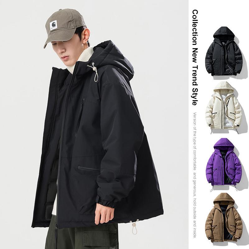 Cotton Coat Men's Winter New Thickened Solid Color Bread Coat Men's and Women's Student Trendy Loose Couple Cotton Coat Men