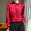 Satinseidenbluse für Damen mit Stehkragen und Taschen für Büro und Freizeit