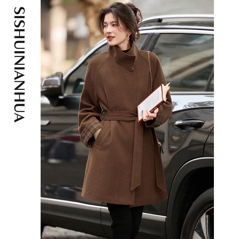 

Elegant Mid-length Woolen Coat L