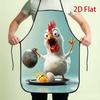 1pc Cartoon Surprised White Chicken Pattern Polyester Apron, Comfortable And Durable Kitchen Cooking Bib, Available In Multiple Sizes, Ideal for Bakin