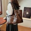 Europe America Tote Bag Retro Large-capacity Shoulder Bags High-end Solid Casual Bag Premium Leather Commuter Bags