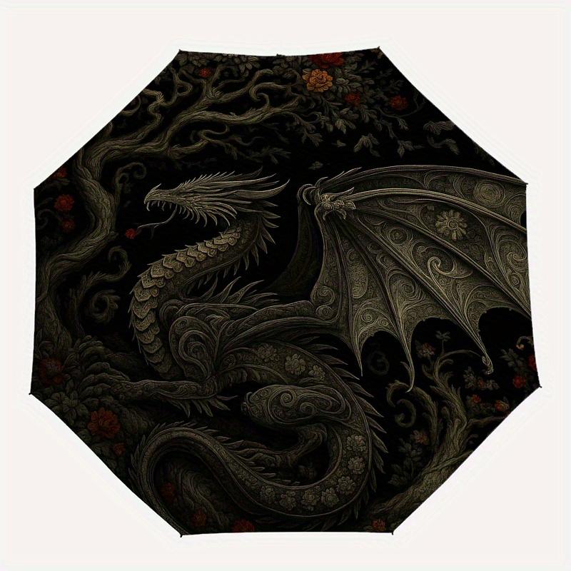 Dragon's Flight: Mystical Circular Art PrintUmbrella, Portable 3-Fold Compact Umbrella,Christmas Gift ES569