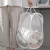 Folding Laundry Basket Organizer for Dirty Clothes Bathroom Clothes Mesh Storage Bag Household Wall Hanging Basket Frame Bucket