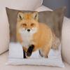 Cute Wild Fox Printed Pillow Case Decor Lovely Animal Pillowcase 45*45cm Soft Short Plush Cushion Covers for Sofa Home Car