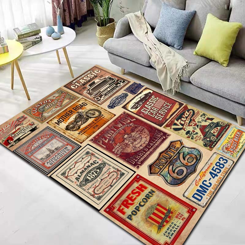HD Vintage American History Route 66 Mother's Road Carpet Living Room Bedroom Home Decor Kitchen Bathroom Non Slip Carpet Gift