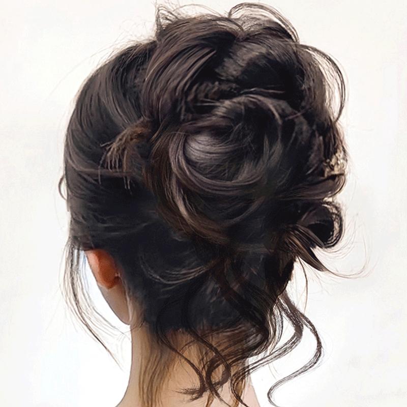 Synthetic Curly Bun Messy Claw Chignon Clip Elastic Hair Scrunchies Hairpieces Donut Updo Hair Pieces For Women