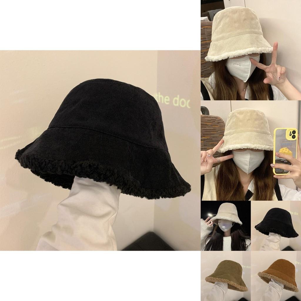 Cozy Winter Warmth Cute Fuzzy Bucket Hat For Women Stylish Lamb Wool Fisherman Hat